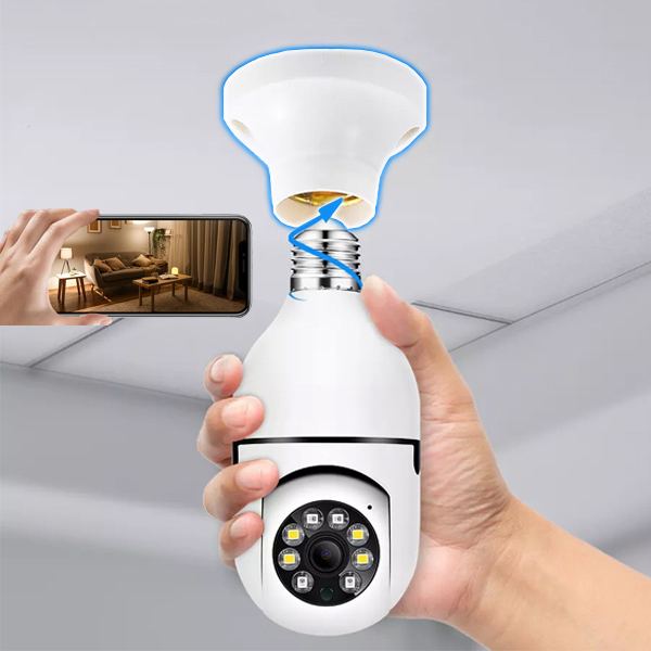 Câmara de segurança sem fios em forma de lâmpada com visão de 360° e visão noturna | BULBCAM