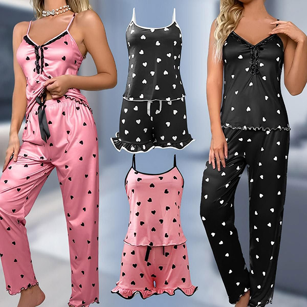 Conjunto de pijama feminino (top com calças curtas ou compridas) | LUNAR