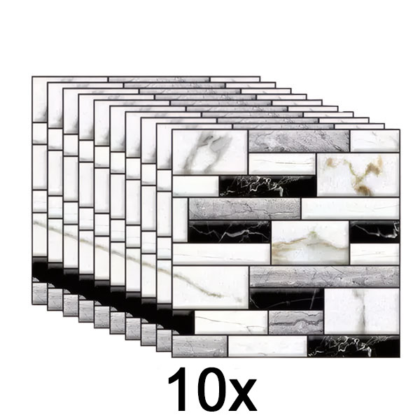 1x Autocolantes de parede 3D com um aspeto de mármore (10 unid.) | MARBLEBLOCKS